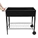 with Wheels Raised Planter Box with Legs Outdoor Elevated Garden Bed On Wheels for Vegetables Flower Herb Patio （Black）