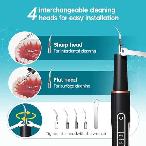 Image of Sonic Tooth Cleaner for Dogs,Dog Dental Tools to Remove Plaque and Tartar,Dog Teeth Cleaning Kit 5 Clean Options Available with LED Light - Black