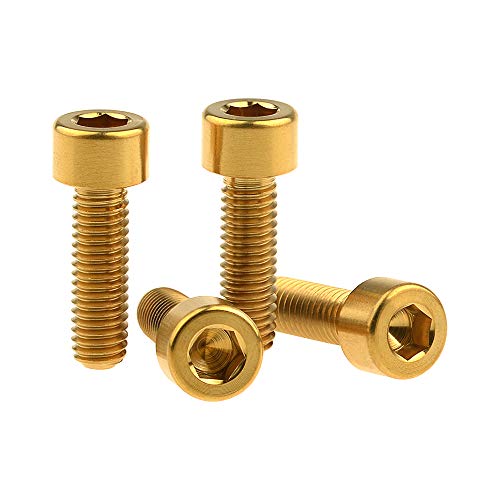 Wanyifa Titanium Ti M6 x 20mm Socket Allen Hex Bolt for Bicycle Disc Brake Caliper Adapter Mount Upgrade Pack of 4 (Gold)