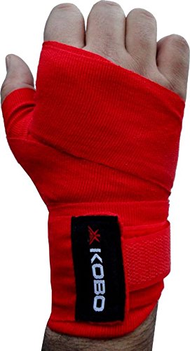 Kobo Exercise Weight Lifting/Boxing Hand Wrap Bandages/Power Gym Fitness Body Building Gloves Straps (Red) (Length 180") 1