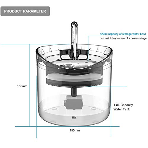 Fuente de agua automática para perros y gatos 1.8 L miniatura 7