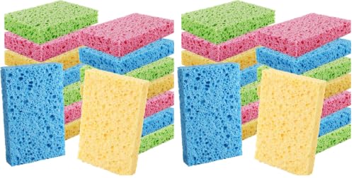 Image of PANYEE Cleaning Scrub Colored Sponge,Non-Scratch Kitchen Cellulose Dishwashing Sponge,16Pack Biodegradable Natural Sponge (Pack of 2)