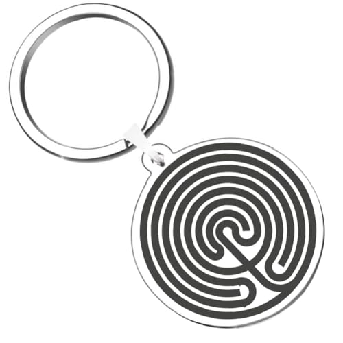 KOVEVE 2PCS Hopi Tapuat Rounded Maze Labyrinth Engraved Symbol Stainless
