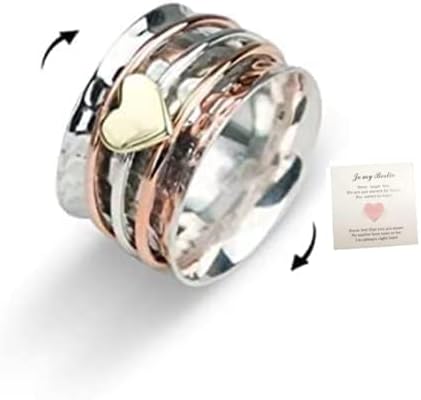 Rotating Anxiety Relief Heart Ring.Spinners Band Rings Multiple Sizes Ring Love Ring Fashion Jewelry Gifts for Women
