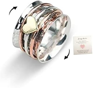 Rotating Anxiety Relief Heart Ring.Spinners Band Rings Multiple Sizes Ring Love Ring Fashion Jewelry Gifts for Women Teen Girls
