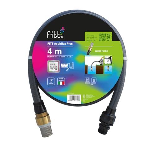 FITT ASPIRFLEX PLUS 4 m – Saugschlauch für Wasserpumpen mit exklusiver Technologie und Messingfilter, Grau