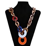 Diese Acryl lange Halskette kennzeichnet ovale Harz hoop Links in Schildpatt / Blumenfarbe, kommt mit einer langen Kette für Vielseitigkeit. .