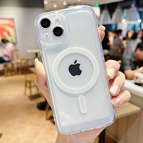 Coque de luxe pour iPhone 14 Pro Max et 13 avec charge magnétique sans fil transparente