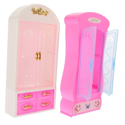 BESPORTBLE 2 unidades de armario en miniatura para casa de muñecas de plástico para dormitorio, salón, decoración, compatible con Barbie y otras muñecas