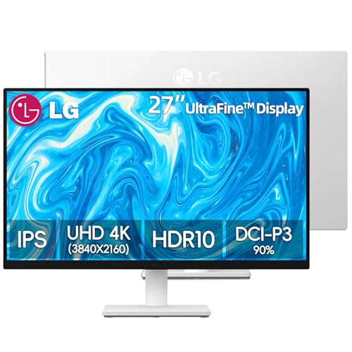Image of LG 27 inch 4K UHD (3840x2160) IPS Monitor, 60Hz, Dynamic Action Sync, Black Stabilizer, HDR10, Reader Mode and Flicker Safe, Anti-Glare, OnScreen Control, HDMI & DisplayPort, Tilt Adjustable, White