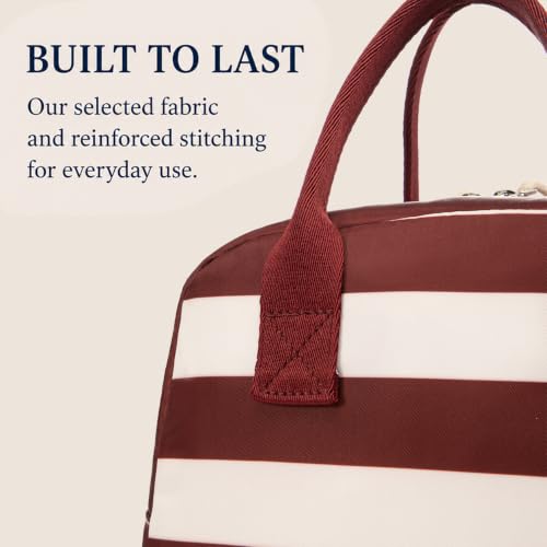 Image of LOVELYWIND Lunch Box for Women, Insulated Lunch Bag, Red Striped Tote