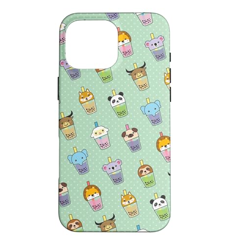 Cute Womens Kids Girls Kawaii Bubble Boba Tea Animals �X�}�z�P�[�X iPhone 16 Pro Max �p