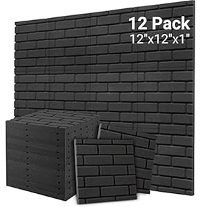 Sound Proof Foam Panels, Brick Shaped Soundproof Wall Panels, 12 Pack 12″x12″x1″ Sound Absorbing & Dampening Foam Panels for Walls, Room, Studio, Podcast, Acoustic Treatment