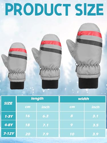 Image of SATINIOR 6 Pairs Kids Snow Mittens | Waterproof, Toddler Children Winter Gloves, Warm Cold Weather Ski MIttens, Cotton Plush Lining, Hook Design
