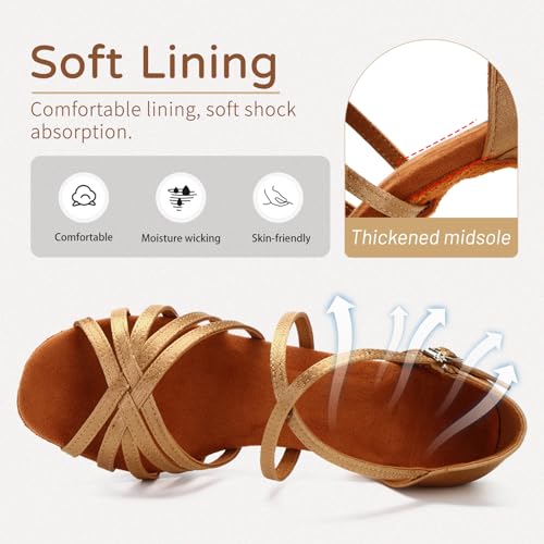 HIPPOSEUS Women's Latin Dance Shoes Open Toe Ballroom Salsa Dance Practice Shoes Suede Sole3