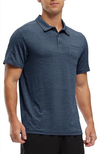 Image of Rdruko Men's Polo Shirts Short Sleeve Quick Dry Outdoor Golf Sports Shirts with Pocket