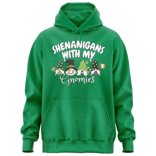 Shenanigans with My Gnomies Hoodie, Casual Irish Hoody, St Patrick Day Hoodie for Men Women Kelly Green