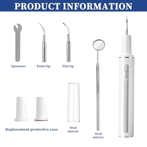 Pet Tooth Brushing Kit, Remover for Teeth Dog, Plaque Remover Safe for Dogs and Cats, 3 Modes, Pet Tooth Cleaner Dental Care Tartar Plaque Remover with LED Light (White)