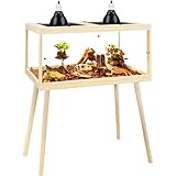 Prolee Bearded Dragon Tank with Leg Stand,Wooden Lizard Tank,Reptile Tank with Metal Mesh Roof Door, Acrylic Panel Snake Tank with Lock Design (Oak, 40'x20'x20')