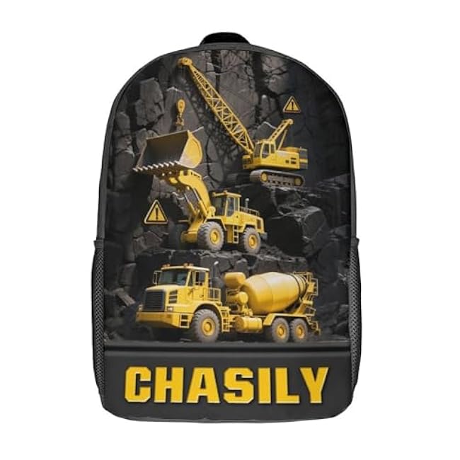 Personalized Engineering Vehicle Themed Backpack, Custom Name Excavator Backpack, Construction Truck Back Pack, Backbag Birthday Christmas Gifts For Excavator Driver Lovers