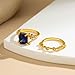 Fashion Gold Rings That Don't Tarnish Size 7 8 9 10 Dainty Gold Plated Ring Set Non Tarnish for Women Stackable Cubic Zirconia Rings Wedding (Blue5-2PCS, 9)