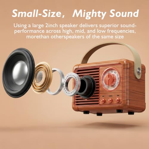 Image of Dosmix Retro Bluetooth Speaker,Vintage Decor,Small Gift for Women Men Teens | Cute old fashion style for kitchen desk bedroom office party outdoor kawaii accessories gifts for women teen girls