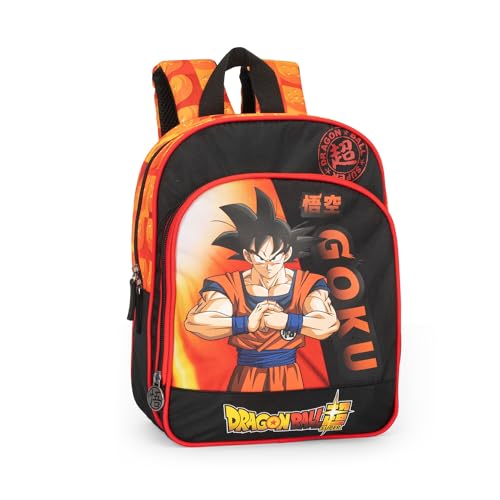 DRAGON BALL SUPER - Zainetto Mini Bambino con Spallacci Imbottiti e Regolabili, Vano Principale e Tasca Frontale Zip - cm 22x33hx10