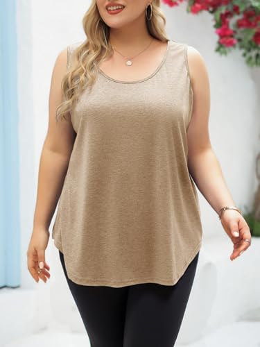 Image of Plus Size Tank Tops for Women Summer Sleeveless Tops Loose Fit Tunic Tanks