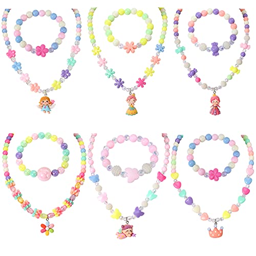 Pinkgarden 12 Pièces Collier de Perles de Licorne pour Les Enfants, Sacs de Faveurs de Fête Licorne Habiller Des Bijoux pour Les Petites Filles Cover