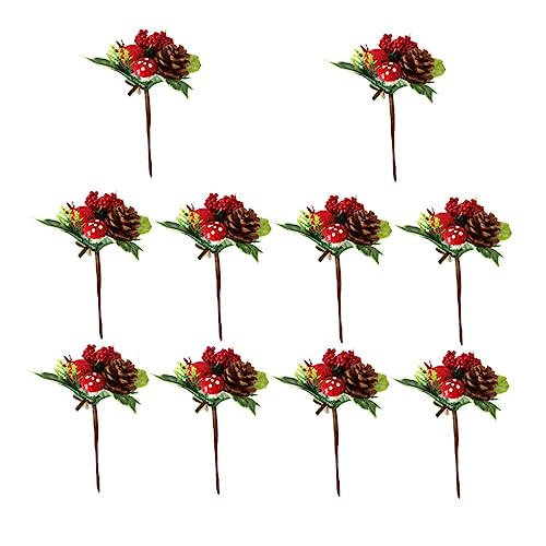 Levemolo 10pcs Winter Berries Spray Christmas Wreath Filler Ornament Christmas Tree Decoration Artificial Holly Leaf Berries Flower Stem Christmas Tree Filler Garland Berry Red Berries