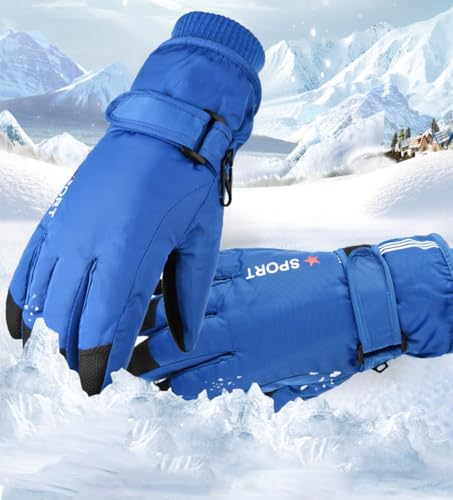 Image of Kids Ski Gloves Winter Warm Glove Outdoor Thermal Snow Finger Mittens for Boys Girls 5-10 Years