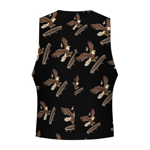 Eagle On A Trampoline Novelty Men's Suit Vest Funny Formal Dress Vests Business Waistcoat4