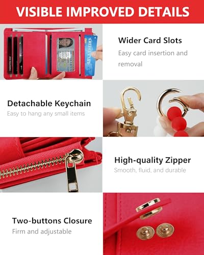 Image of Keychain Wallet Wristlet for Women,RFID Small Wallet | Wallet Wristlet with Zipper Coin Pocket,Vegan Leather Card Wallets for Women, 2 ID Window,Gift