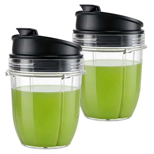 Replacement 12oz cup with Spout Lid for 900w 1000w Nutri Ninja Blender Auto iQ 900w 1000w Nutri Ninja Blender Auto iQ series (2, 12oz)