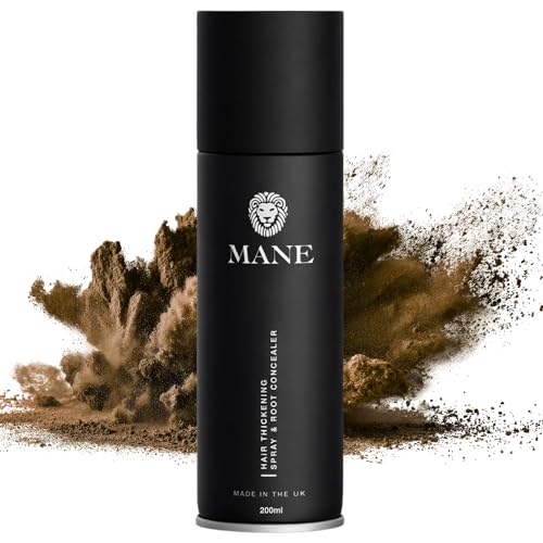 Mane Hair Thickening Spray & Root Touch Up Hair Thickener Hair Thickening Fiber Spray by Mane for Women & Men Conceal Hair Loss & Thinning Hair - Medium Brown - (200 ml)