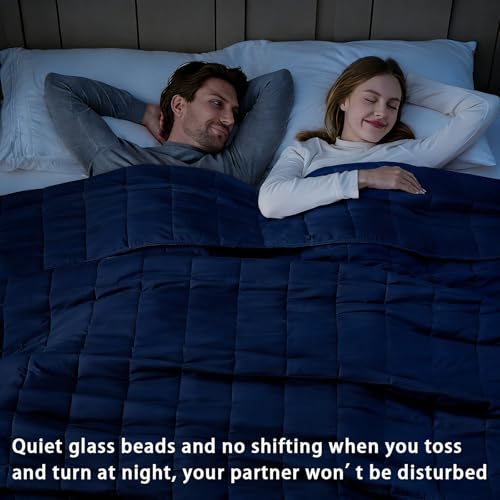 Image of Navy Blue Weighted Blanket for Adults 20lbs, 88 inchx104 inch, King Size Cooling Heavy Throw Blanket for 180-220lbs, Microfiber Soft Thick Big Blankets Weighted Comforter Gift for Sleeping