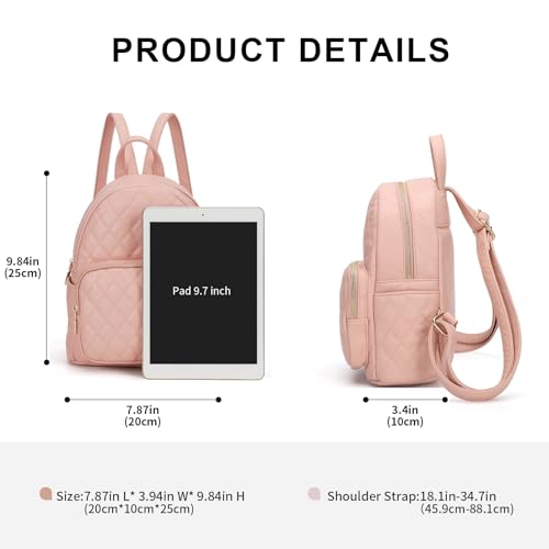 Image of Quilted Small Backpack for Women PU Leather Casual Handbag Daypack Purse | Stylish Quilted Design, water-resistant premium PU leather, matches all daily outfits, lightweight for everyday carry