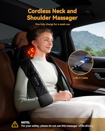 Image of KNQZE Shiatsu Cordless Neck and Back Massager with Heat, Rechargeable Neck and Shoulder Massager, 4D Deep Tissue Kneading Massage for Leg, Full Body Muscle Pain Relief, 2026 Upgraded Ergonomic Design