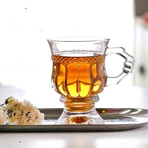 Image of MULTI ZONE 250 ML Crystal Clear Toughened Glass Tea Cup with Convenient Solid Handle Cups, Espresso Mug Set for Tea, Coffee, Hot /Cold Drinks (Round Tea Cup 250 ML, 6)