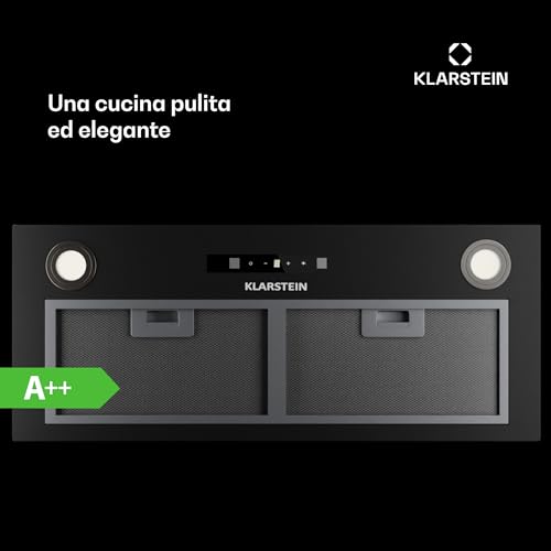 Klarstein Paolo 72 - Cappa aspirante da incasso, 72 cm, 520 m3/ora, LED, touch, A++ - 2