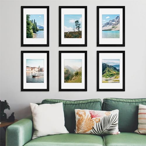 decorUhome 8x12 Picture Frame, Display Pictures 6x8 with Mat or 8x12 without Mat, Wall & Tabletop Display Photo Frame, Black, 2 Pack