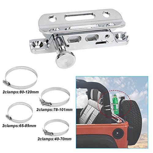 Sulokiy Chrome Quick Release Fire Extinguisher Mount Roll Bar Extinguisher Mount Fit For Jeep Wrangler UTV Polaris RZR Ranger Can-Am Maverick ATV