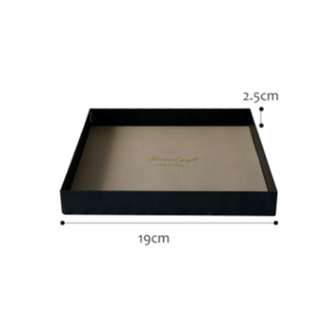 ZER Leather Metal Jewelry Necklace Ring Earrings Cosmetic Tray,Square