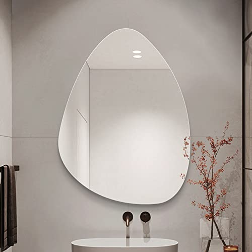 Explosion Proof Bathroom Mirror, Teardrop Shaped Wall Mirror, 50x70cm, 60x80cm, Irregular Mirror, Modern Asymmetric Vanity Mirror, Polished Edge (Size : 50x70cm)