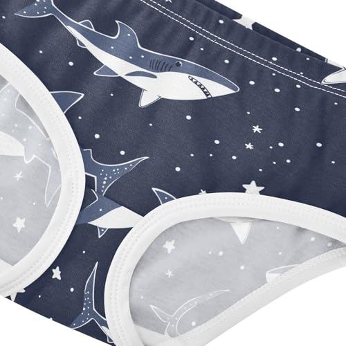 Wusikd Cute Sharks Girls' Underwear Cotton Stars Girls Briefs Soft Toddler Underwear 2T4