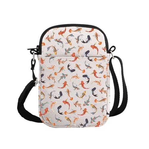 G2TUP Fish Lover Gift Koi Fish Crossbody Bag Japanese Koi Travel Bag Japanese Culture Lovers Gift Koi Fish Lover Gift