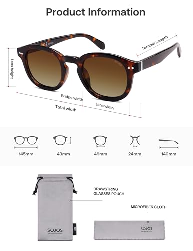 Image of SOJOS Retro Vintage Polarized Sunglasses for Women Men, Classic Square Panto Shades SJ2626