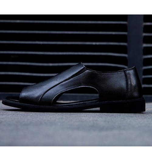 MILDSEVEN Men's Black Handmade Fashion Sport Sandals, Open Toe Casual Summer Fisherman's Shoes, Slip on Soft Beach Shoes4