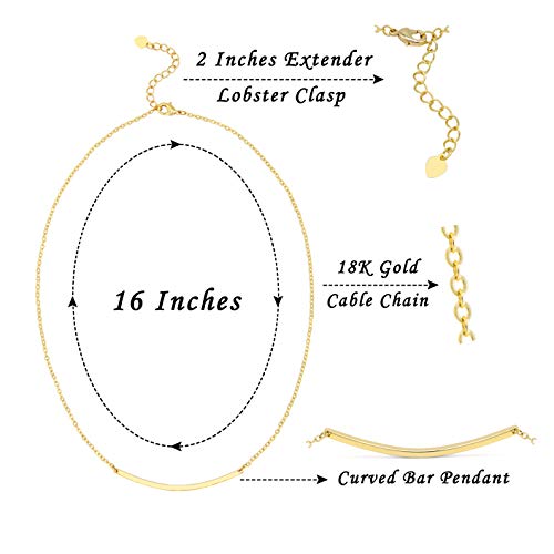 Pernnla Pearl Curved Bar Pendant Necklace 18K Gold Chain Choker Handmade Adjustable Jewelry For Women Girls Minimalist Balance Necklace For Bridesmaids Gift On Christmas Day #TOP2