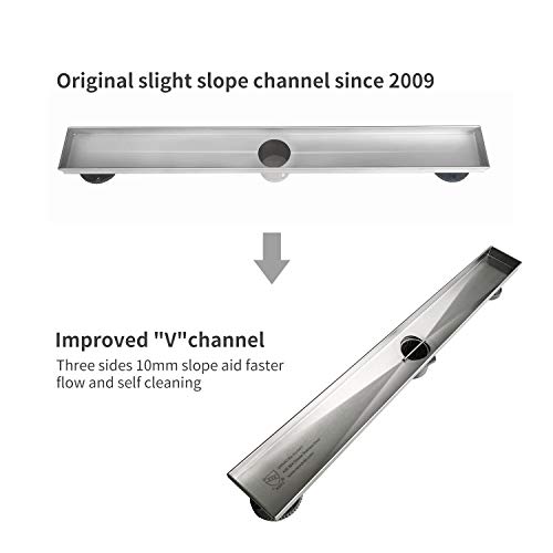 Neodrain 32 Inch Rectangular Linear Shower Drain with Brick Pattern Grate, Brushed 304 Stainless Steel Bathroom Floor Drain,Shower Floor Drain Includes Hair Strainer by Neodrain - Image 4